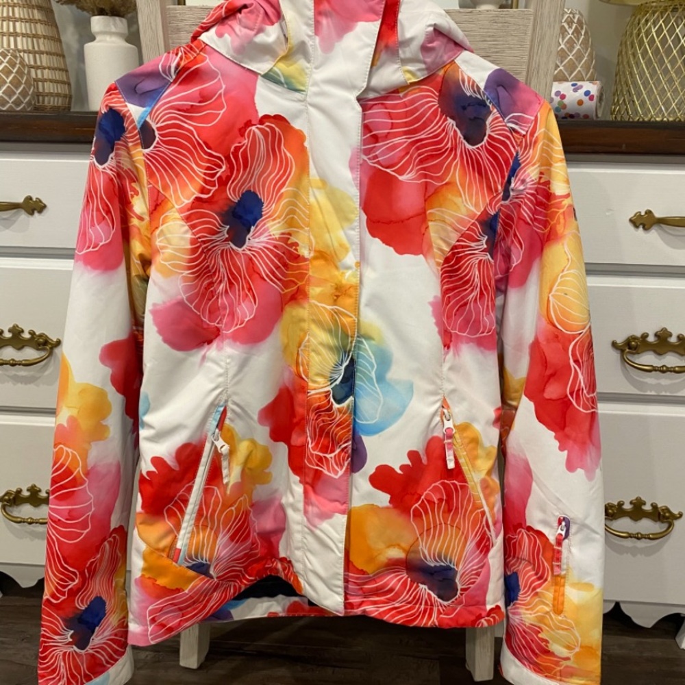 Roxy Floral Ski Jacket - Red, Blue, Yellow